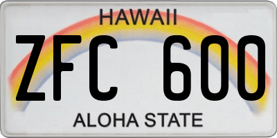 HI license plate ZFC600