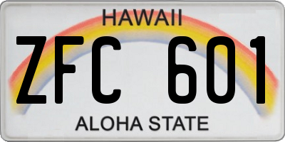 HI license plate ZFC601