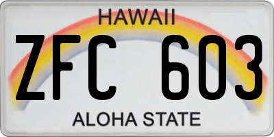 HI license plate ZFC603
