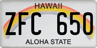 HI license plate ZFC650