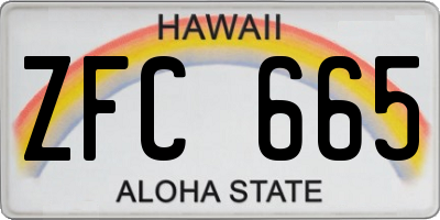 HI license plate ZFC665