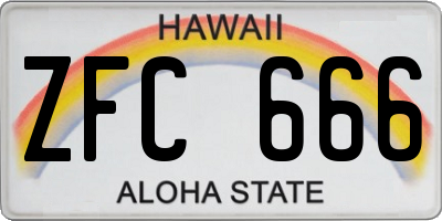 HI license plate ZFC666
