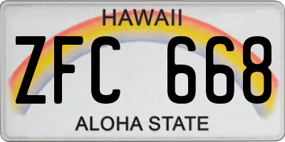 HI license plate ZFC668