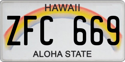 HI license plate ZFC669