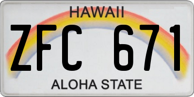 HI license plate ZFC671