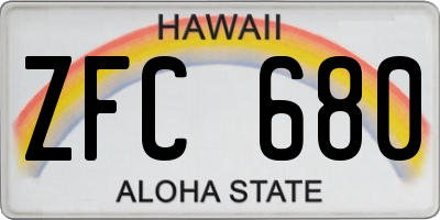 HI license plate ZFC680