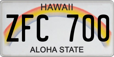 HI license plate ZFC700