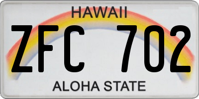 HI license plate ZFC702