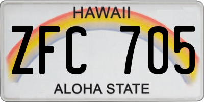 HI license plate ZFC705