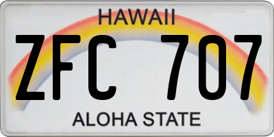 HI license plate ZFC707