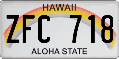 HI license plate ZFC718