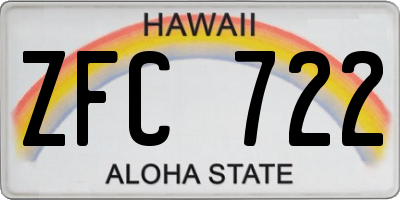 HI license plate ZFC722