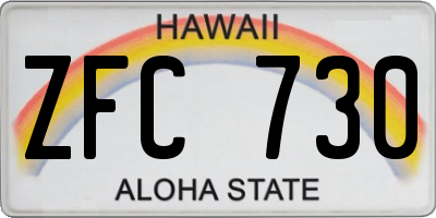 HI license plate ZFC730