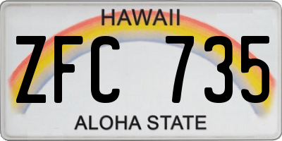 HI license plate ZFC735