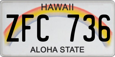 HI license plate ZFC736