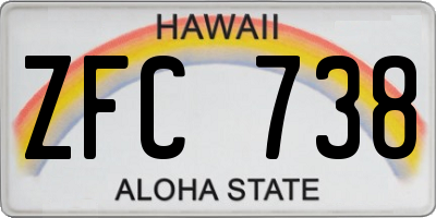 HI license plate ZFC738