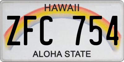 HI license plate ZFC754
