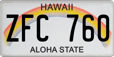 HI license plate ZFC760