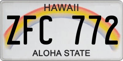 HI license plate ZFC772