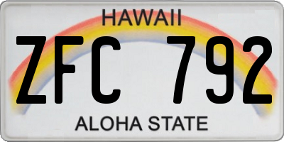 HI license plate ZFC792