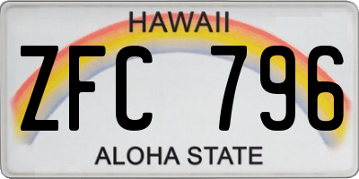 HI license plate ZFC796
