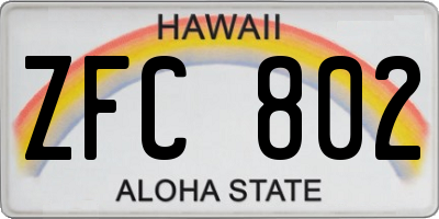 HI license plate ZFC802