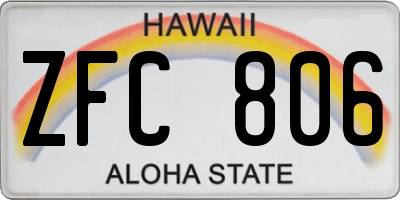 HI license plate ZFC806