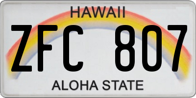 HI license plate ZFC807