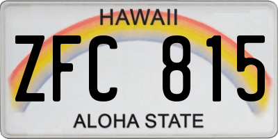 HI license plate ZFC815