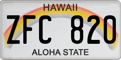HI license plate ZFC820