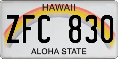 HI license plate ZFC830