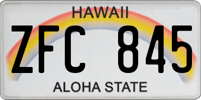 HI license plate ZFC845