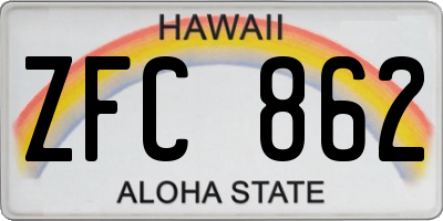 HI license plate ZFC862