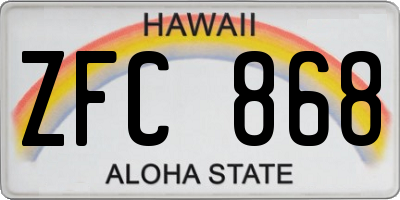 HI license plate ZFC868