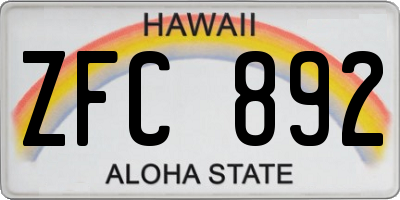 HI license plate ZFC892