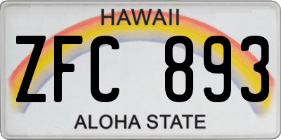 HI license plate ZFC893