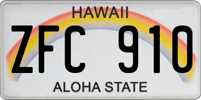 HI license plate ZFC910