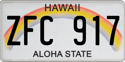 HI license plate ZFC917