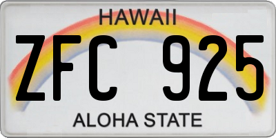 HI license plate ZFC925