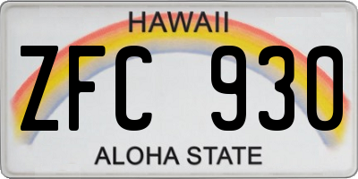 HI license plate ZFC930