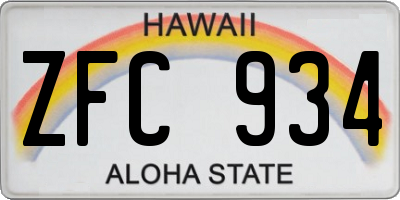 HI license plate ZFC934