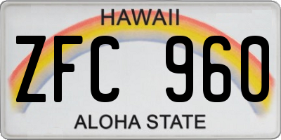 HI license plate ZFC960