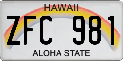 HI license plate ZFC981