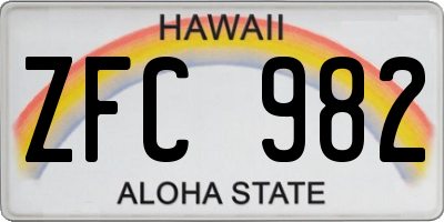 HI license plate ZFC982
