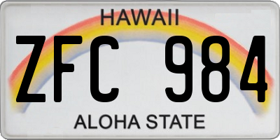 HI license plate ZFC984