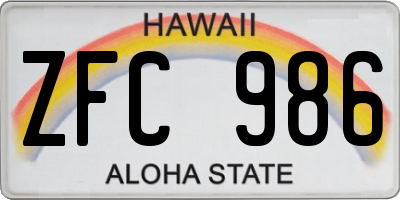 HI license plate ZFC986