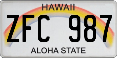 HI license plate ZFC987