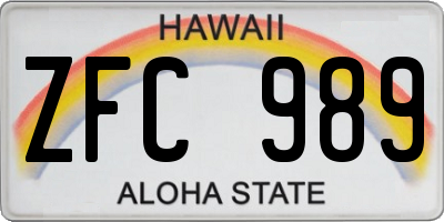 HI license plate ZFC989