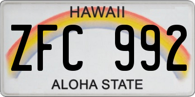 HI license plate ZFC992