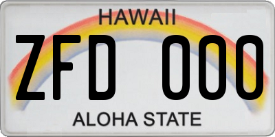 HI license plate ZFD000